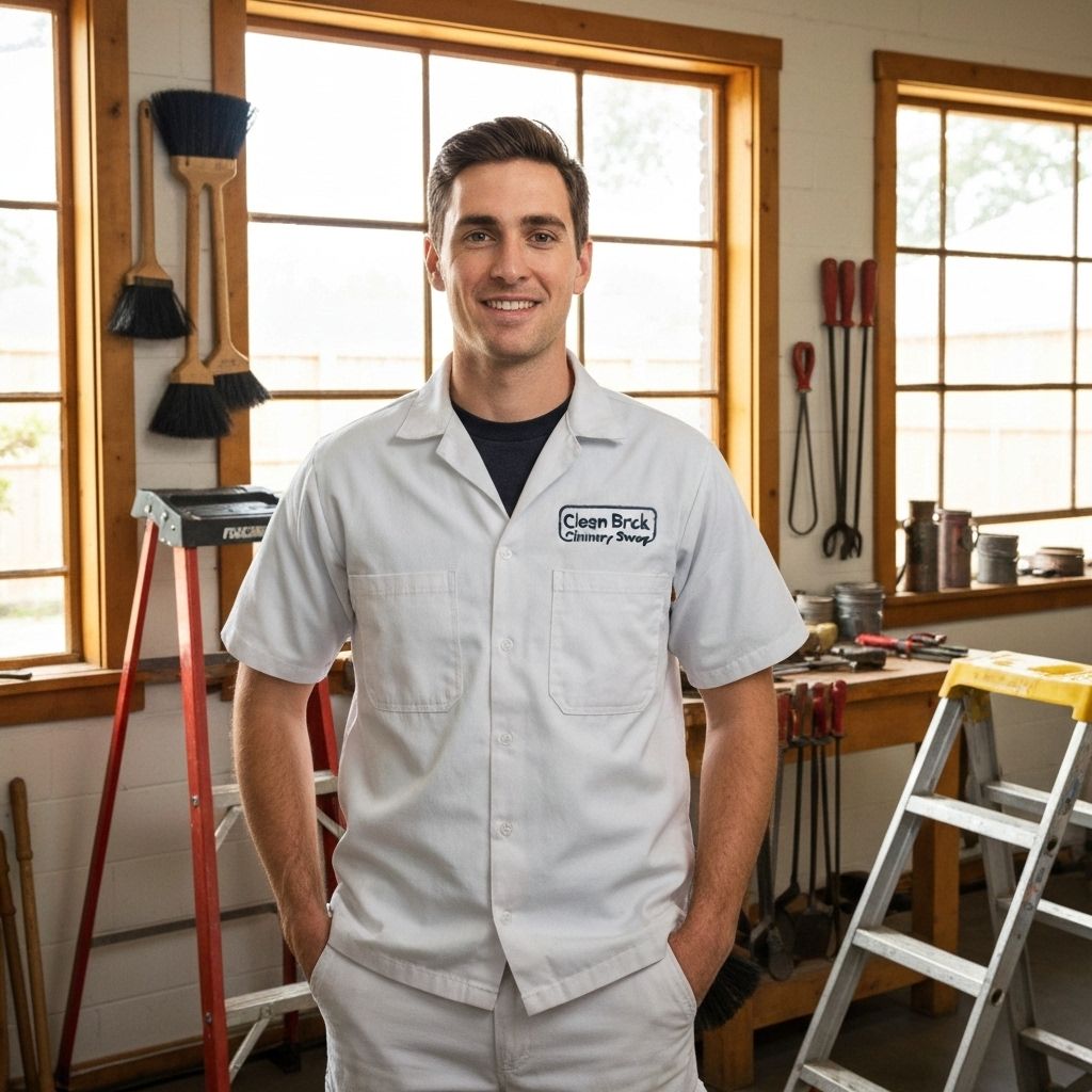 Matthew Nelson, owner of Clean Brick Chimney Sweep, wearing company uniform